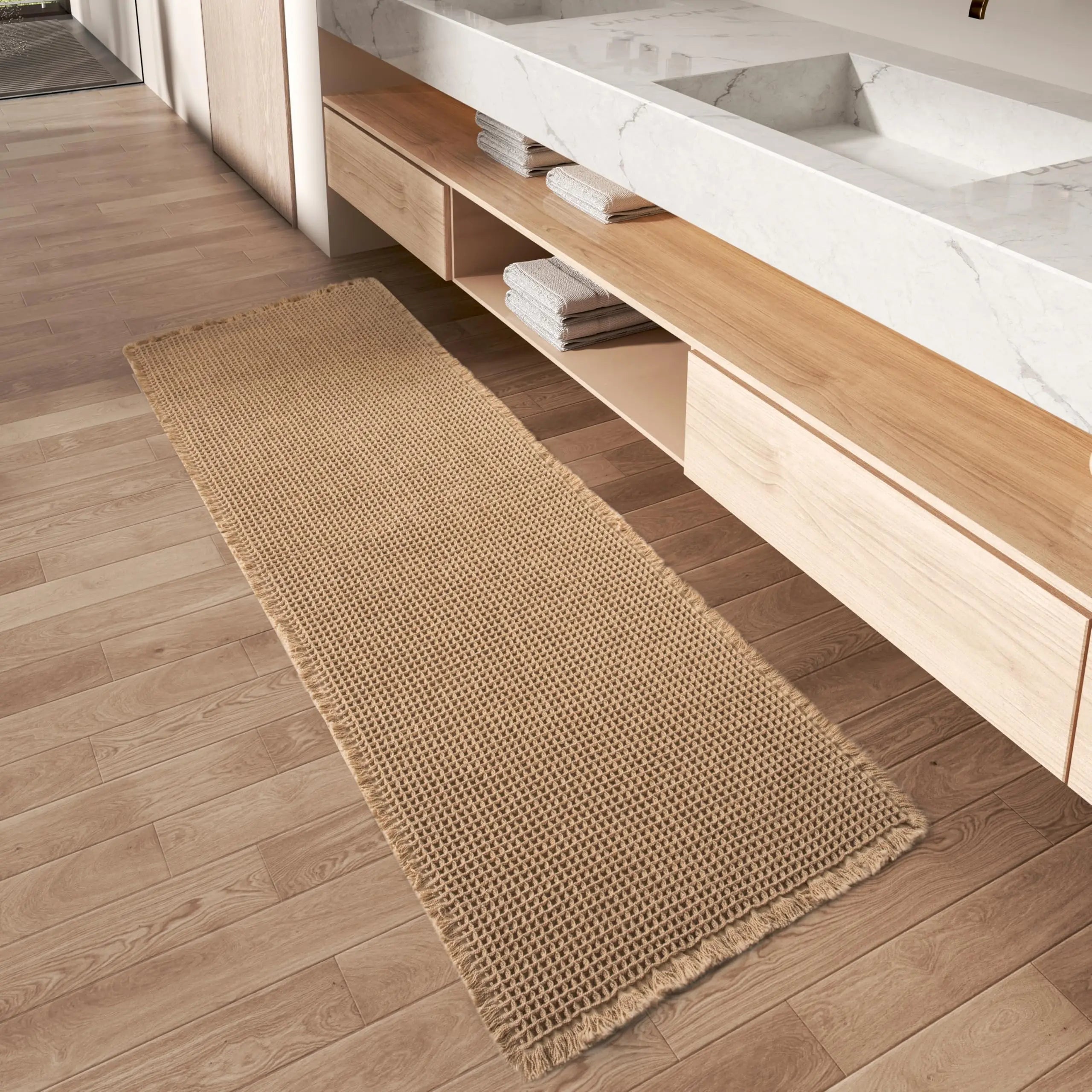 Waffle Bath Mat Rug Super Absorbent Non Slip Boho