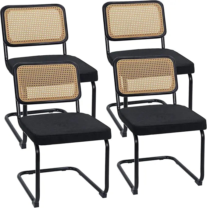 Modern Rattan Cane Dining Chairs or Barstools , Chrome Base,