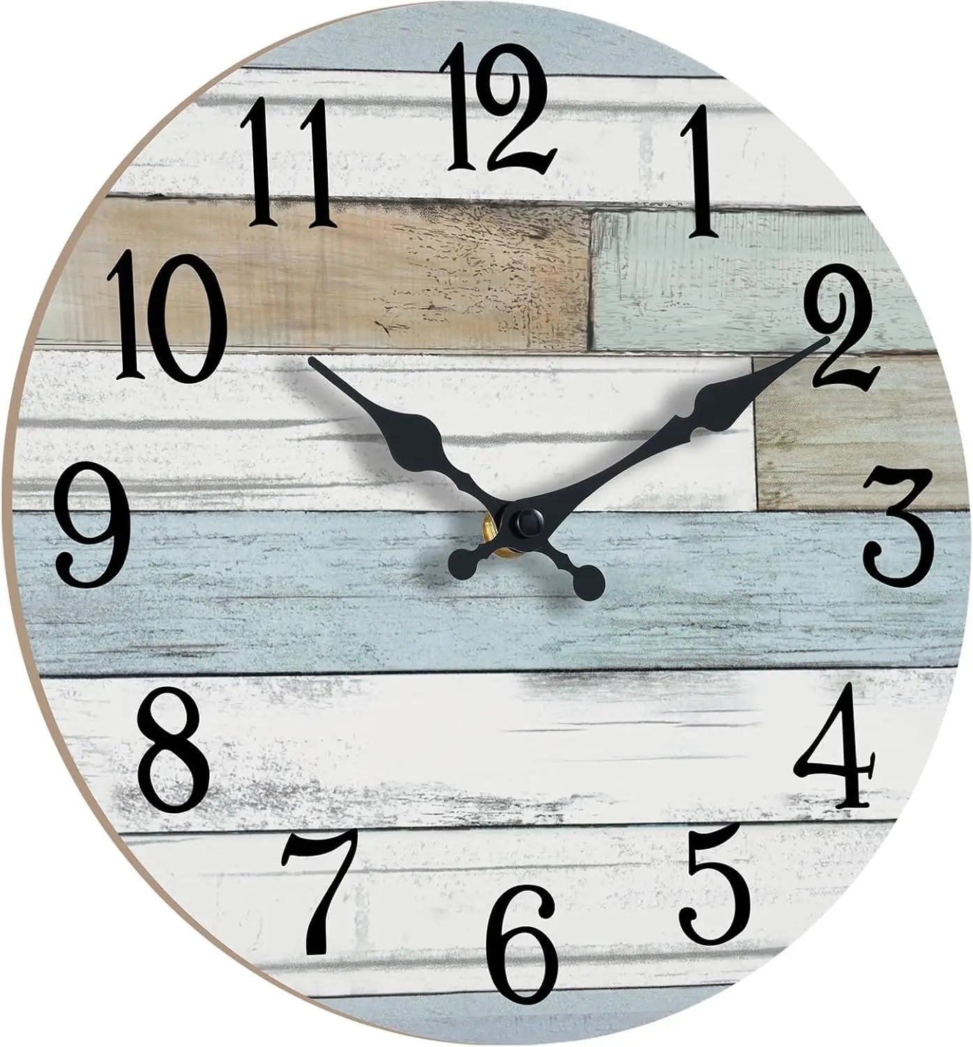 10 Inch Silent Non-Ticking Wall Clock, Coastal Rustic Retro