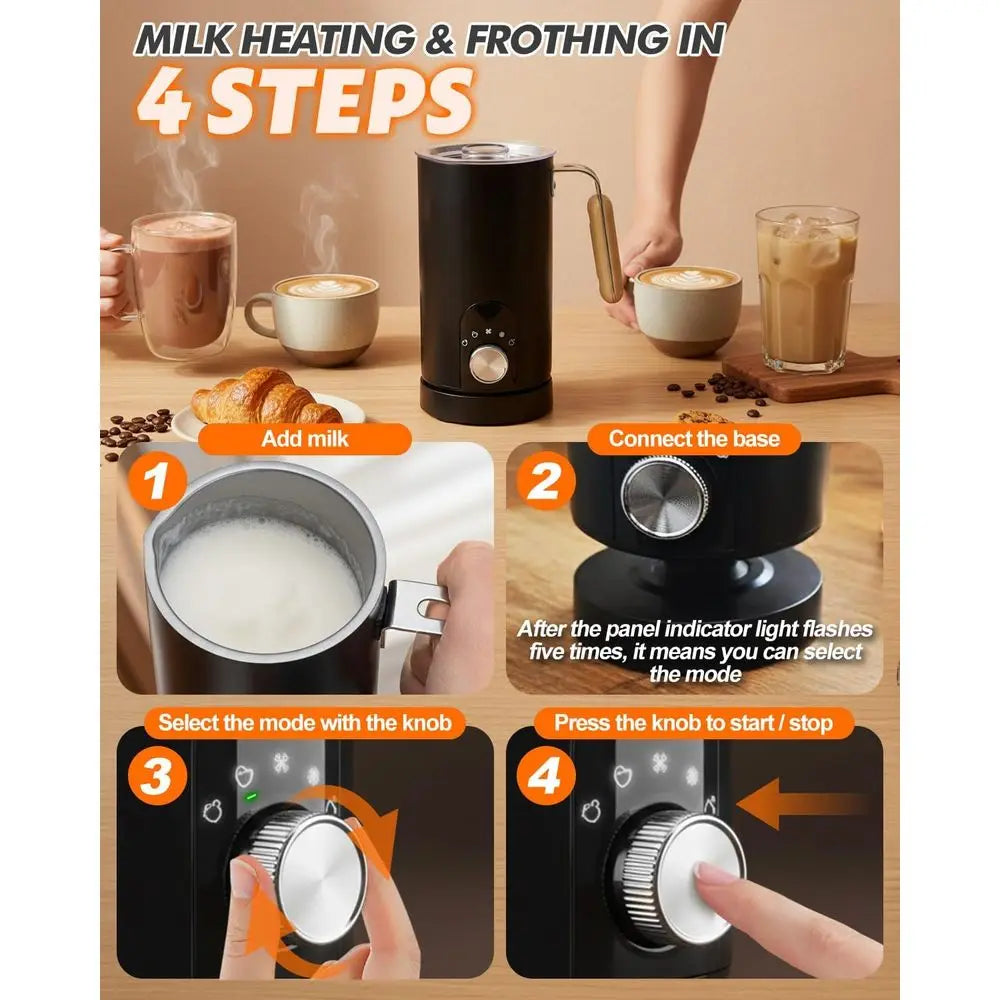 5-in-1 Electric Milk Frother and Steamer, Automatic Milk Foamer