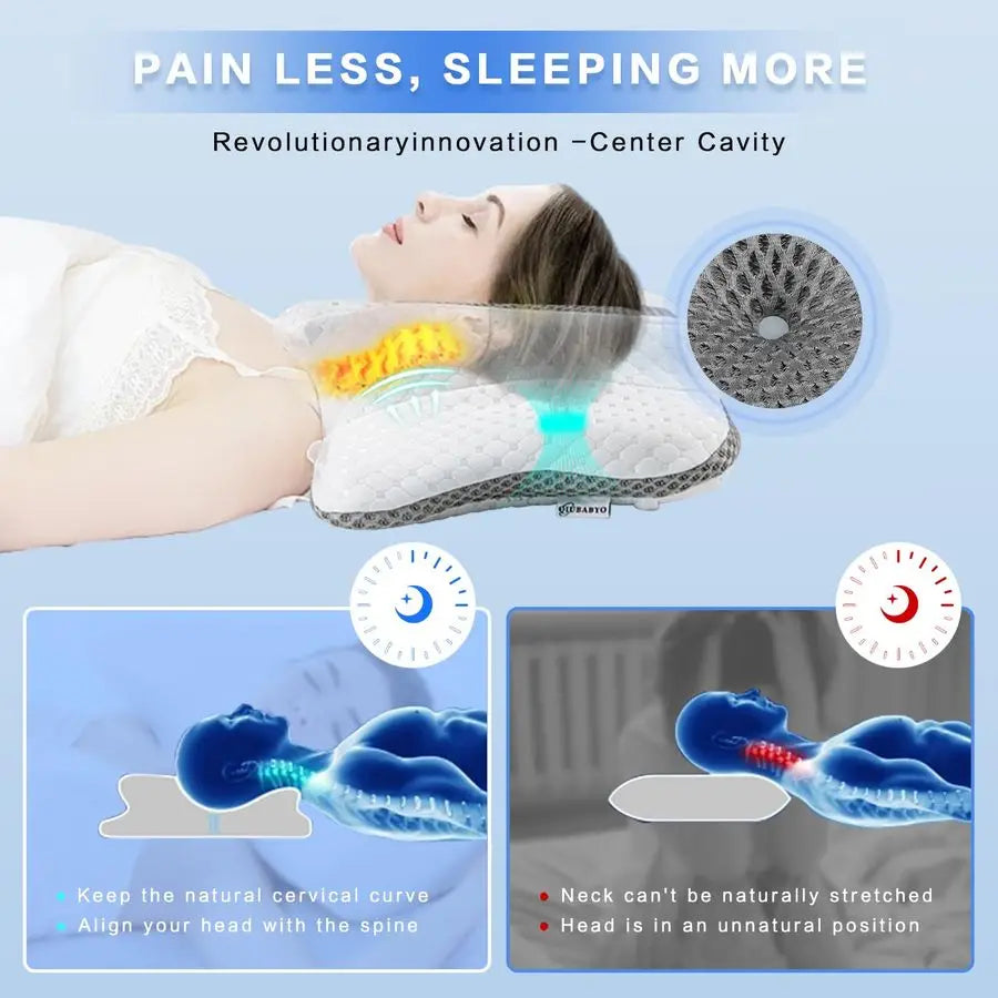 Pain Relief Cervical Pillow for Neck Support,Adjustable,Orthopedic Memory Foam