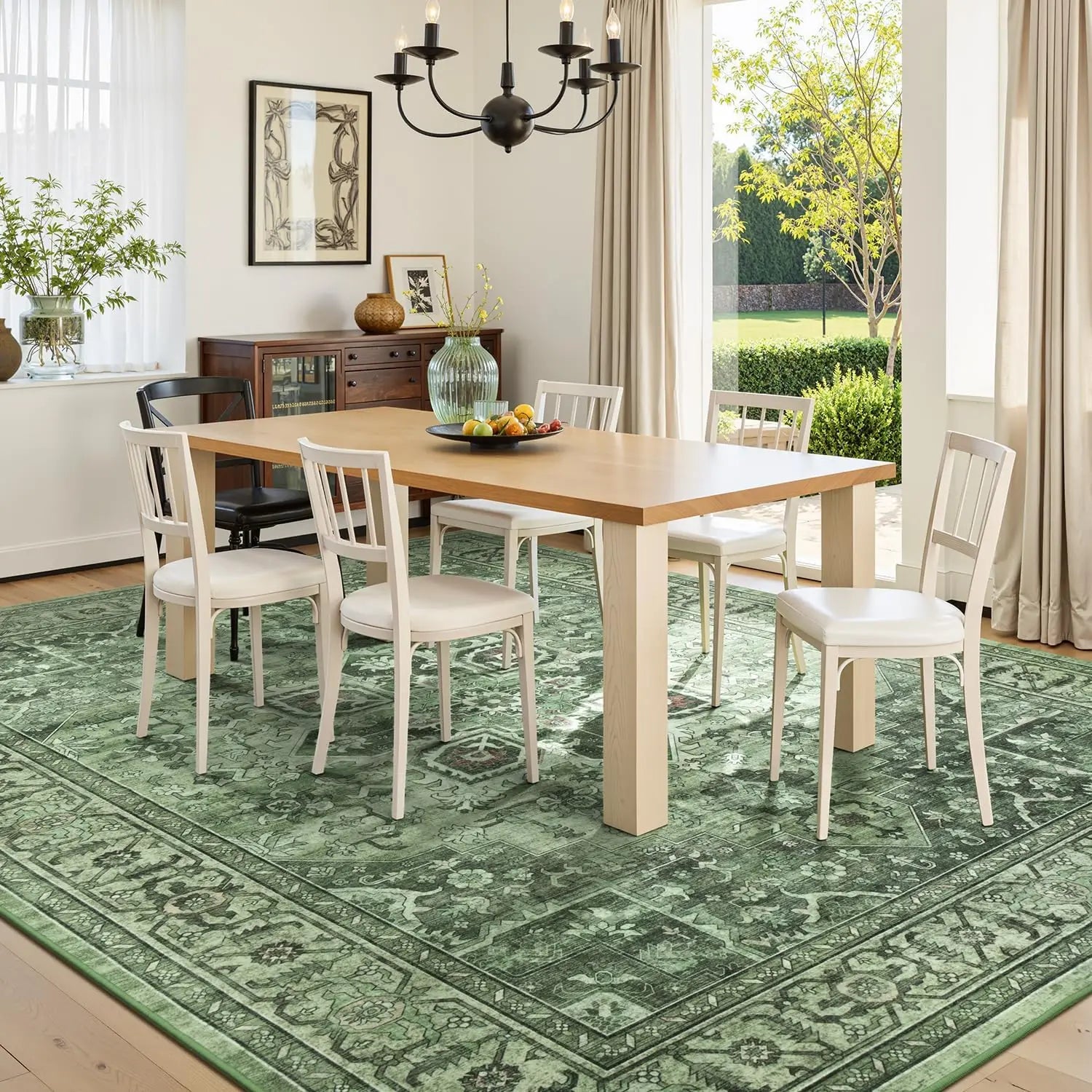 Perfect Farmhouse Boho Floral Sage Green 8x10 Vintage Area Rug