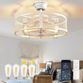 Caged Ceiling Fan with Light: 20/26" Farmhouse Fandelier Ceiling Fan with Remote for Low Profile Indoor Bedroon Kitchen Living