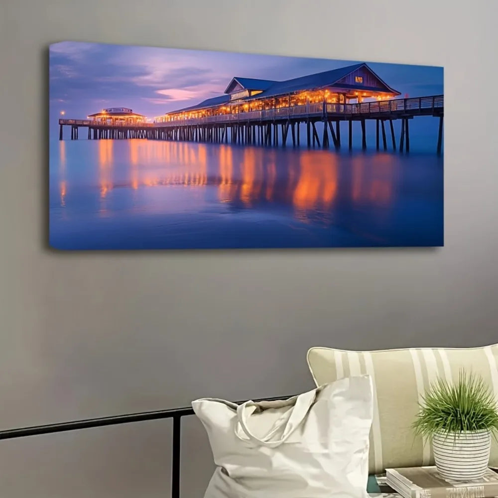 Wharf Sunset Lake print painting