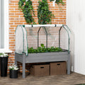 Raised Garden Bed Outdoor Elevated Wood Planter Box w/ PE Cover, Dark Gray