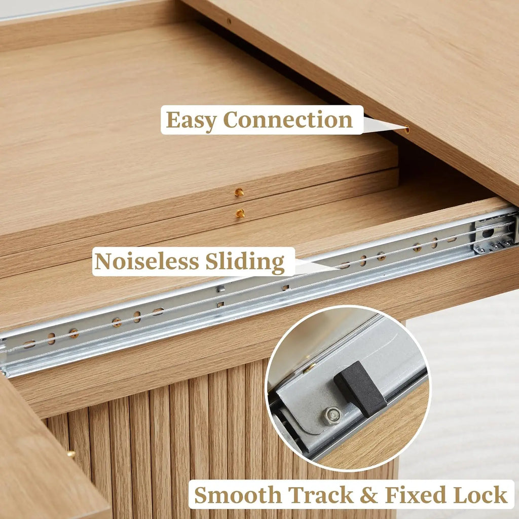 Round-to-Oval Dining Table Hidden Storage and Extendable