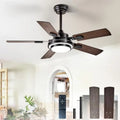 42-Inch Ceiling Fan with Light : Walnut Finish 5-Blade Dual-Tone Reversible Fan