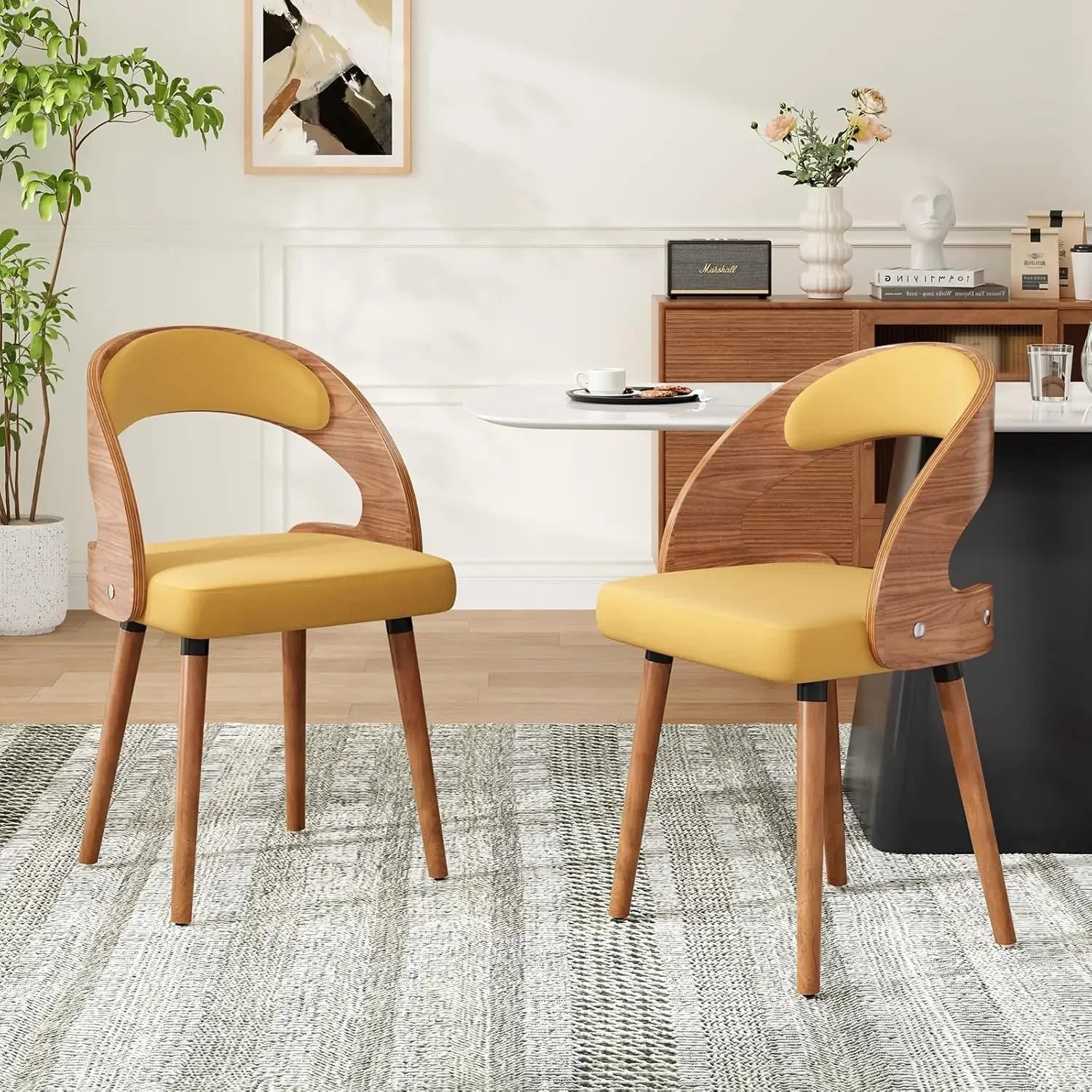 Modern Wood Dining Chairs Set of 4 Upholstered See Colors
