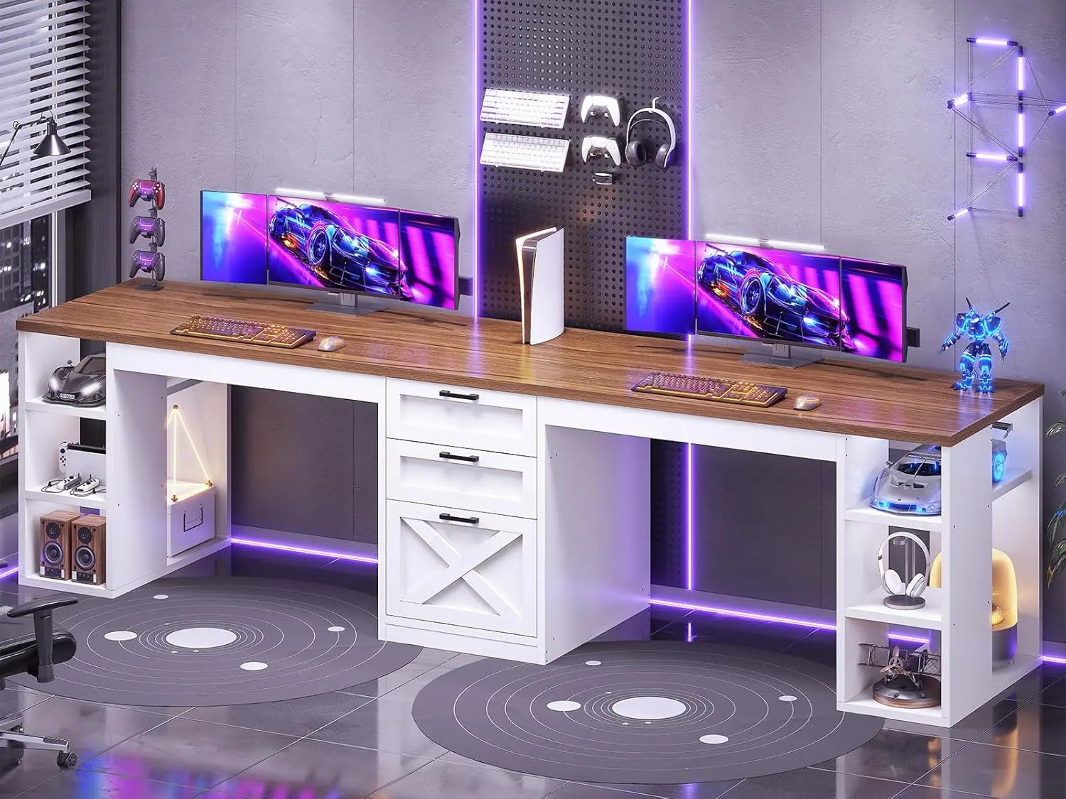 Farmhouse 96.5" Computer Desk with Drawers