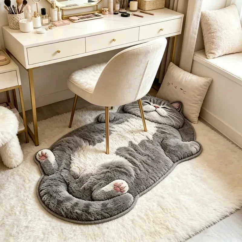 Adorable Fun Cat-Shaped Area Rug  Size options available