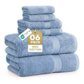 100% Cotton Bath Towels 6 Piece Set - Super Soft, Quick Dry and Absorbent - 2 Bath, 2 Washcloths, 2 Hand Towels for Bathroom -