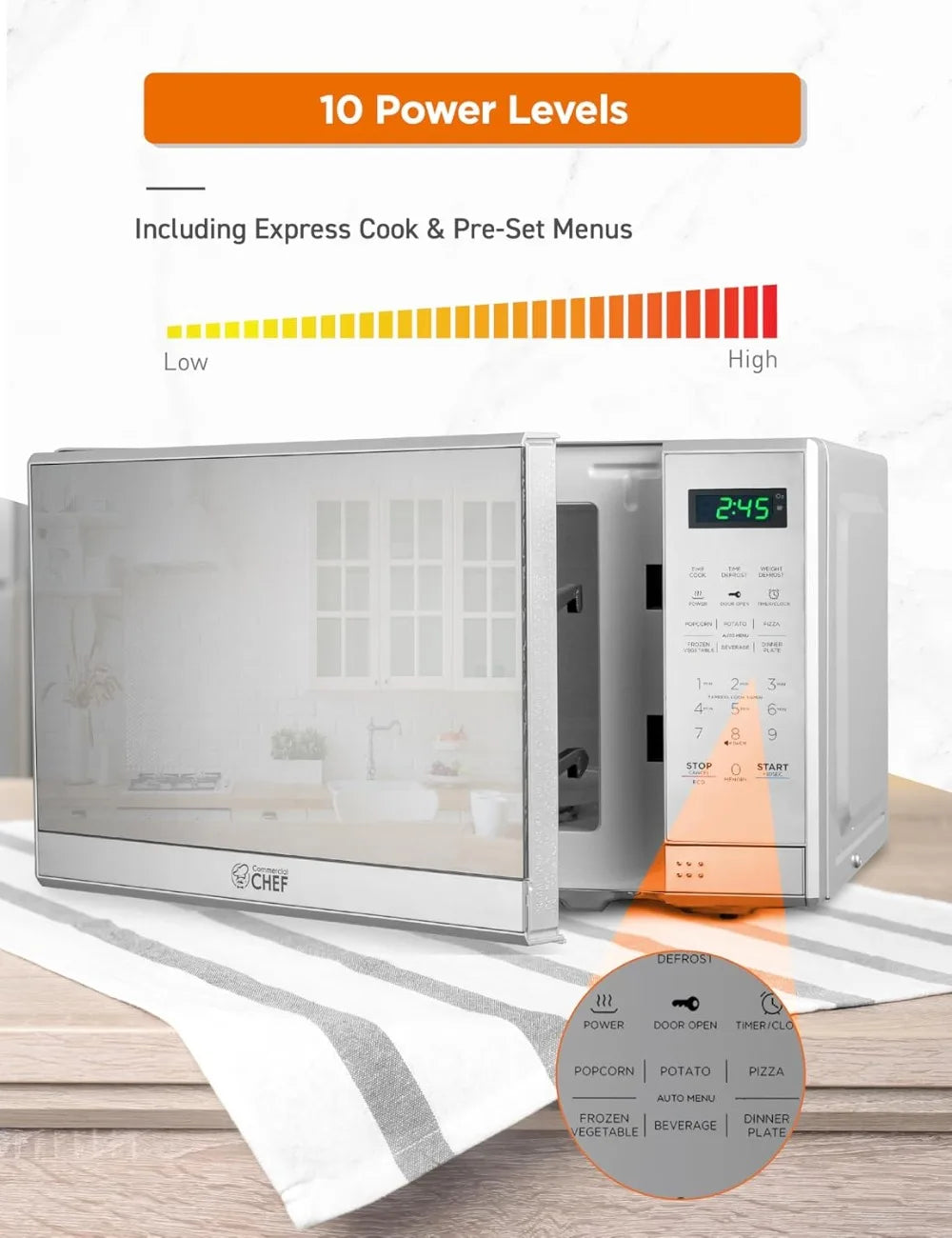 Perfect Size Countertop Microwave Oven, 700W with Digital LED