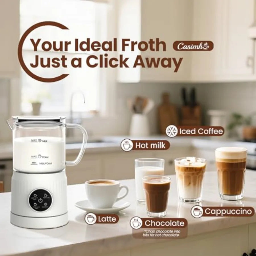 4-in-1 Milk Frother, Electric Milk Frother and Steamer with LED Touch Screen