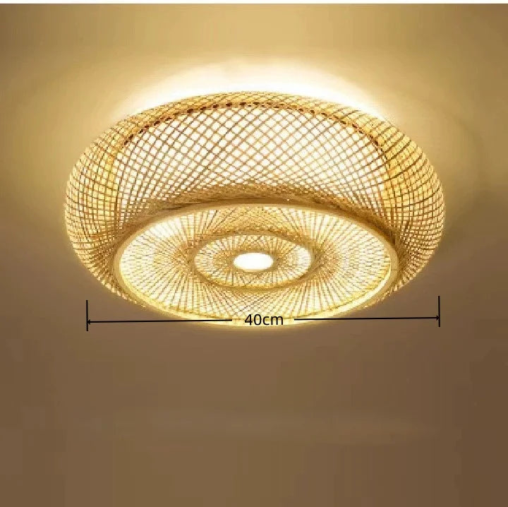 Bamboo Woven Ceiling Lamp Japanese  Circular Pendant Light