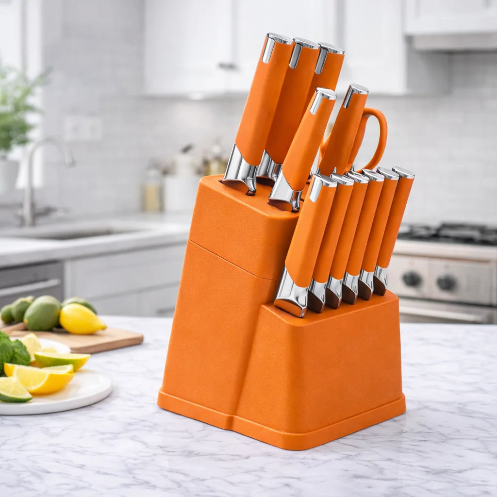 Awesome Gift Professional Kitchen Knife Block Set with 6 Steak Knives