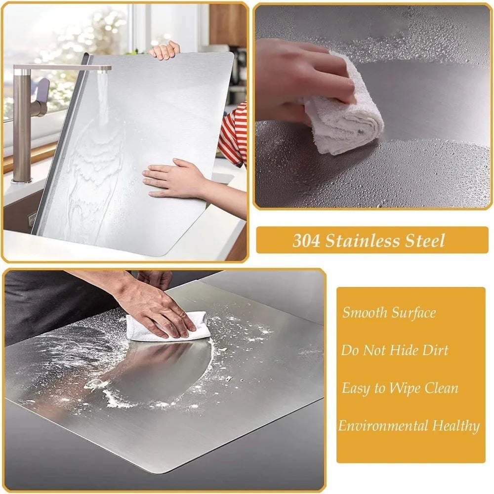 Easy to Clean Food Grade Stainless Steel Chopping Board 304 Cutting Board Non-slip Edge