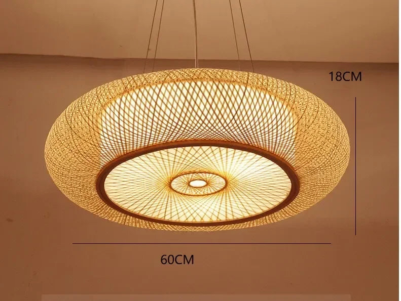 Bamboo Woven Ceiling Lamp Japanese  Circular Pendant Light