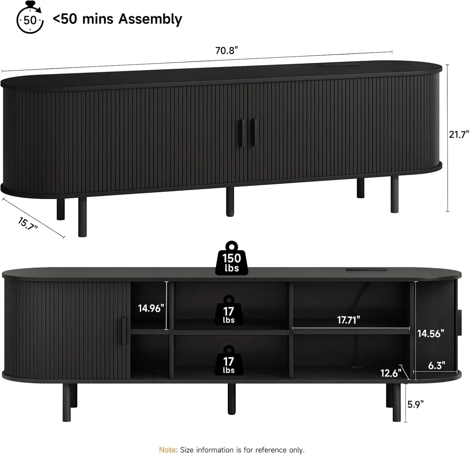 TV Stand with Power Outlet for TVs up to 60/70", Entertainment Center