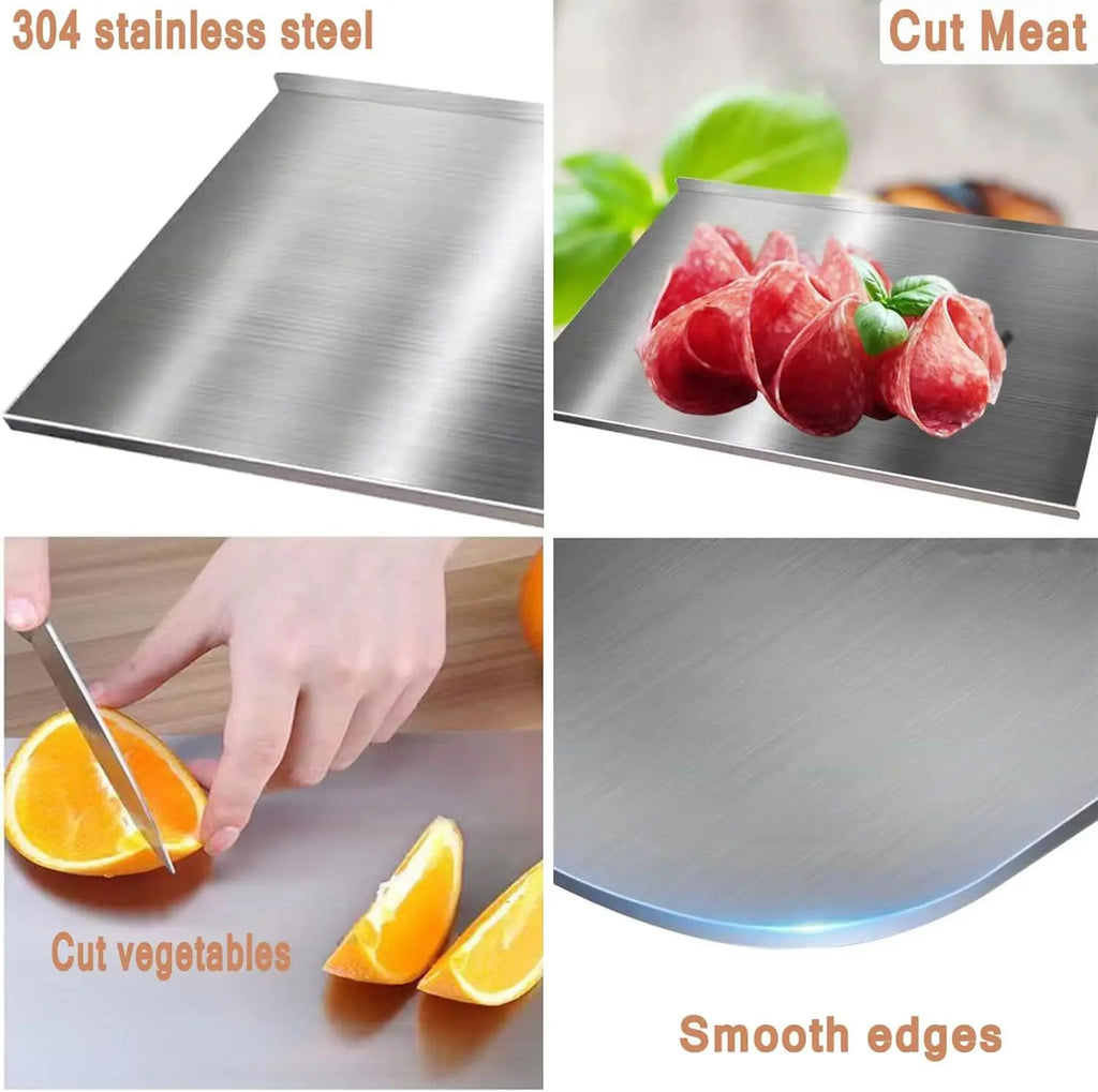 Easy to Clean Food Grade Stainless Steel Chopping Board 304 Cutting Board Non-slip Edge