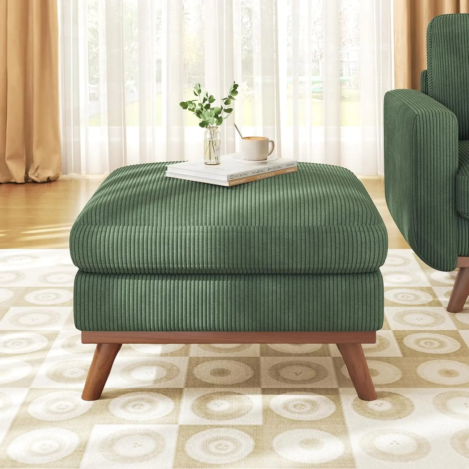 68" Green Loveseat Sofa, Comfy Corduroy with Spring Cushion