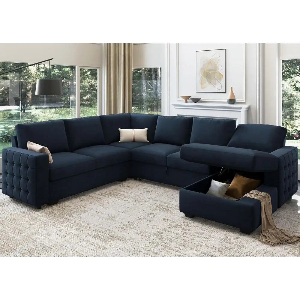 U-Shaped Sectional Sleeper Sofa with Pull-Out Bed