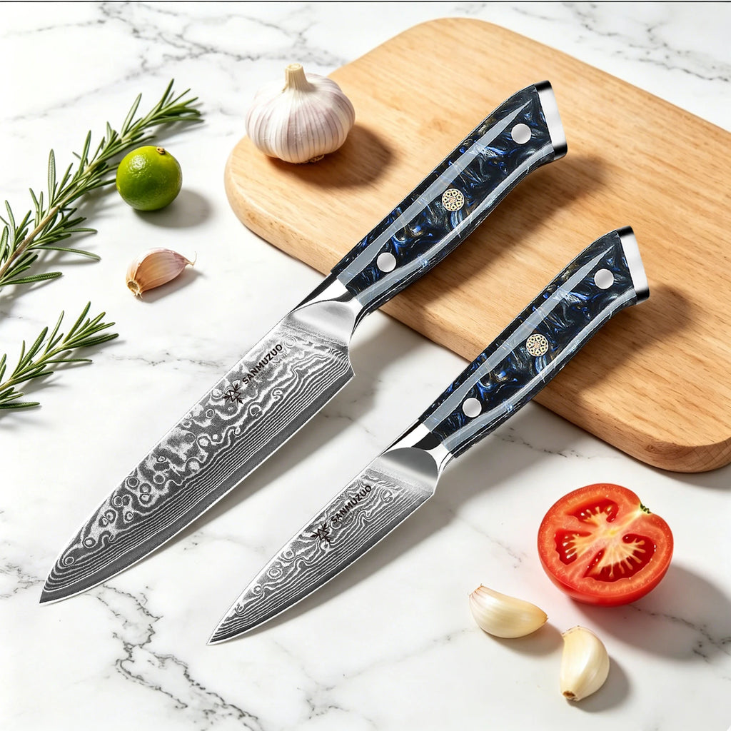 Elegant  2PCS Kitchen Knife Set - Ultra Sharp Damascus Steel  Beautiful Color Options