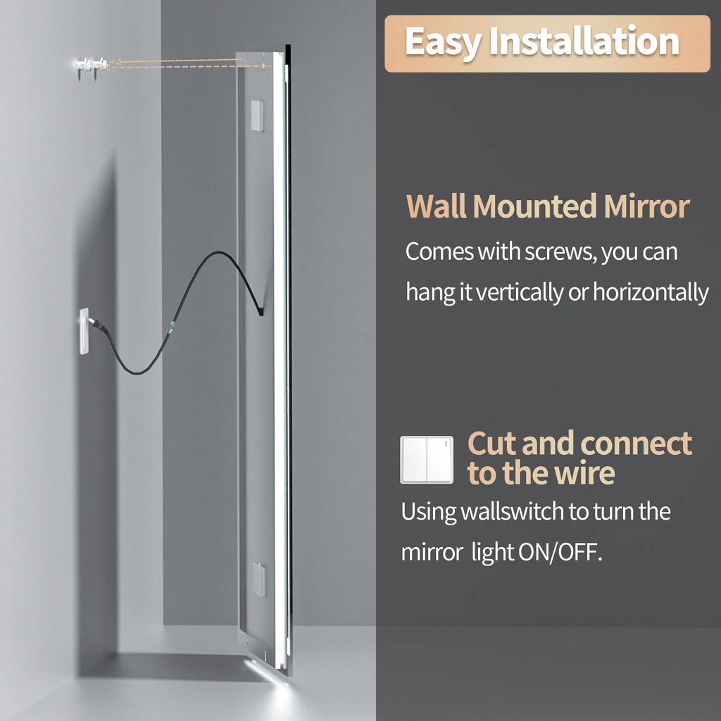 Musical LED Bathroom Mirror with Lights Vanity Make Up Mirror Dimmable