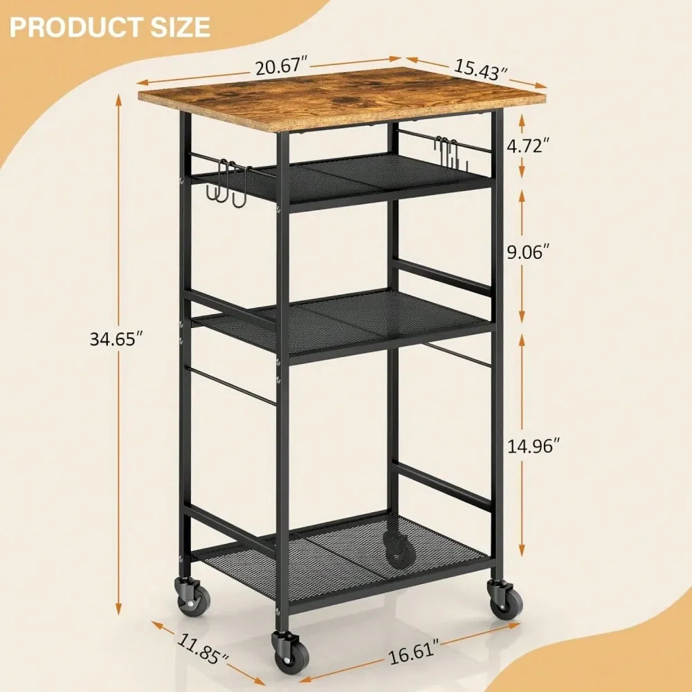 Kitchen Microwave Cart, 3 Tier Microwave Table Stand