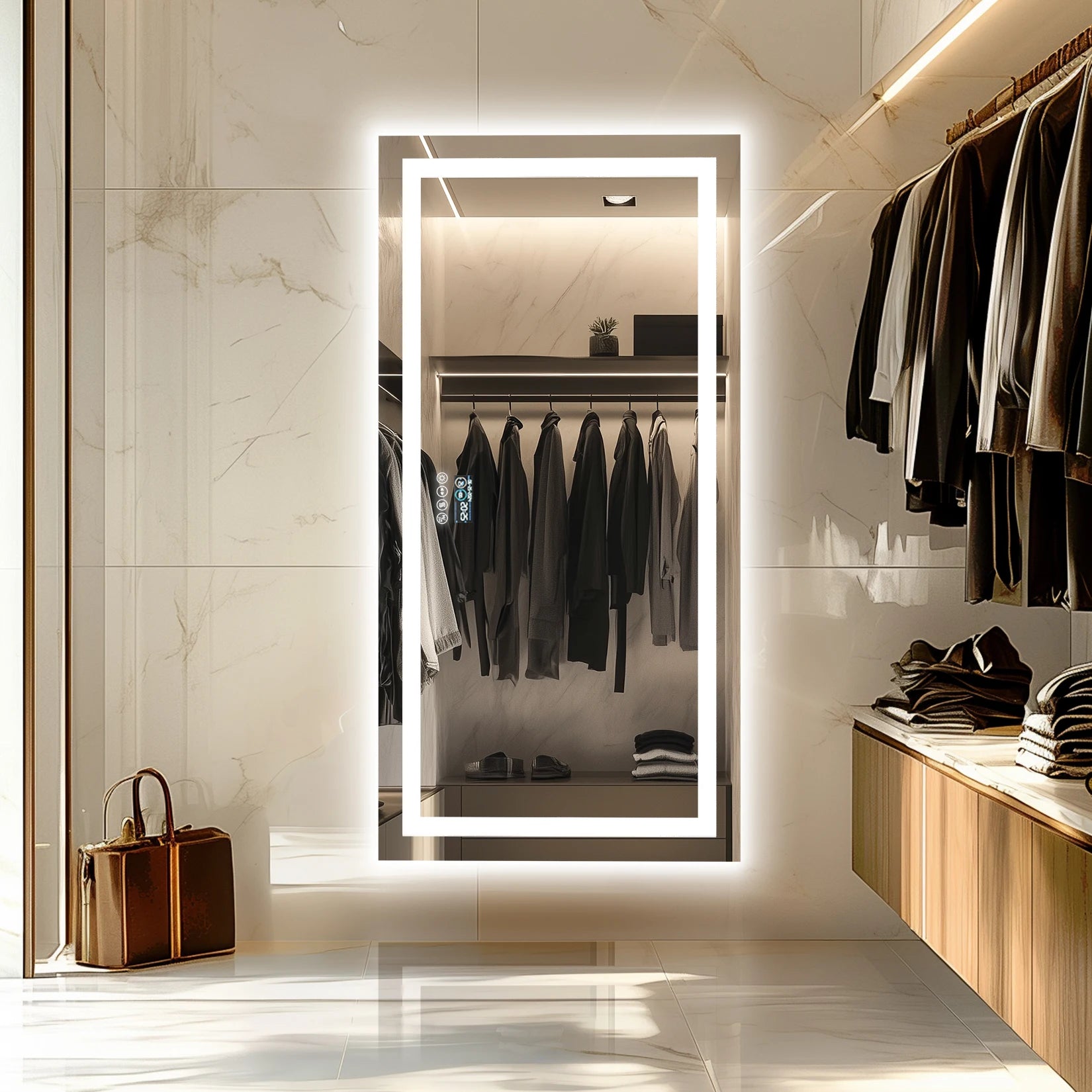 Musical LED Bathroom Mirror with Lights Vanity Make Up Mirror Dimmable