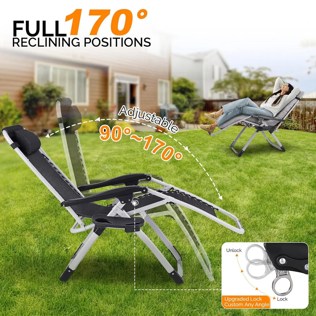 Padded Zero Gravity Chair, Lounge Chair with Removable Cushion & Tray