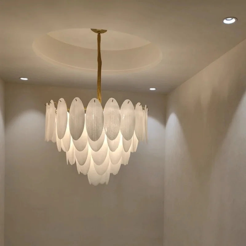 Lamp Luxury Feather Art Glass Chandelier Nordic Minimalism Chandelier French Style New Model LED