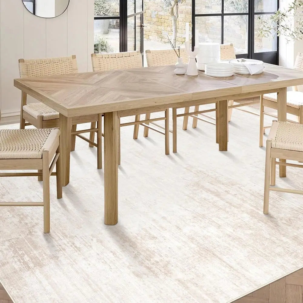 6x9 Beige Area Rug - Washable, Stain-Resistant