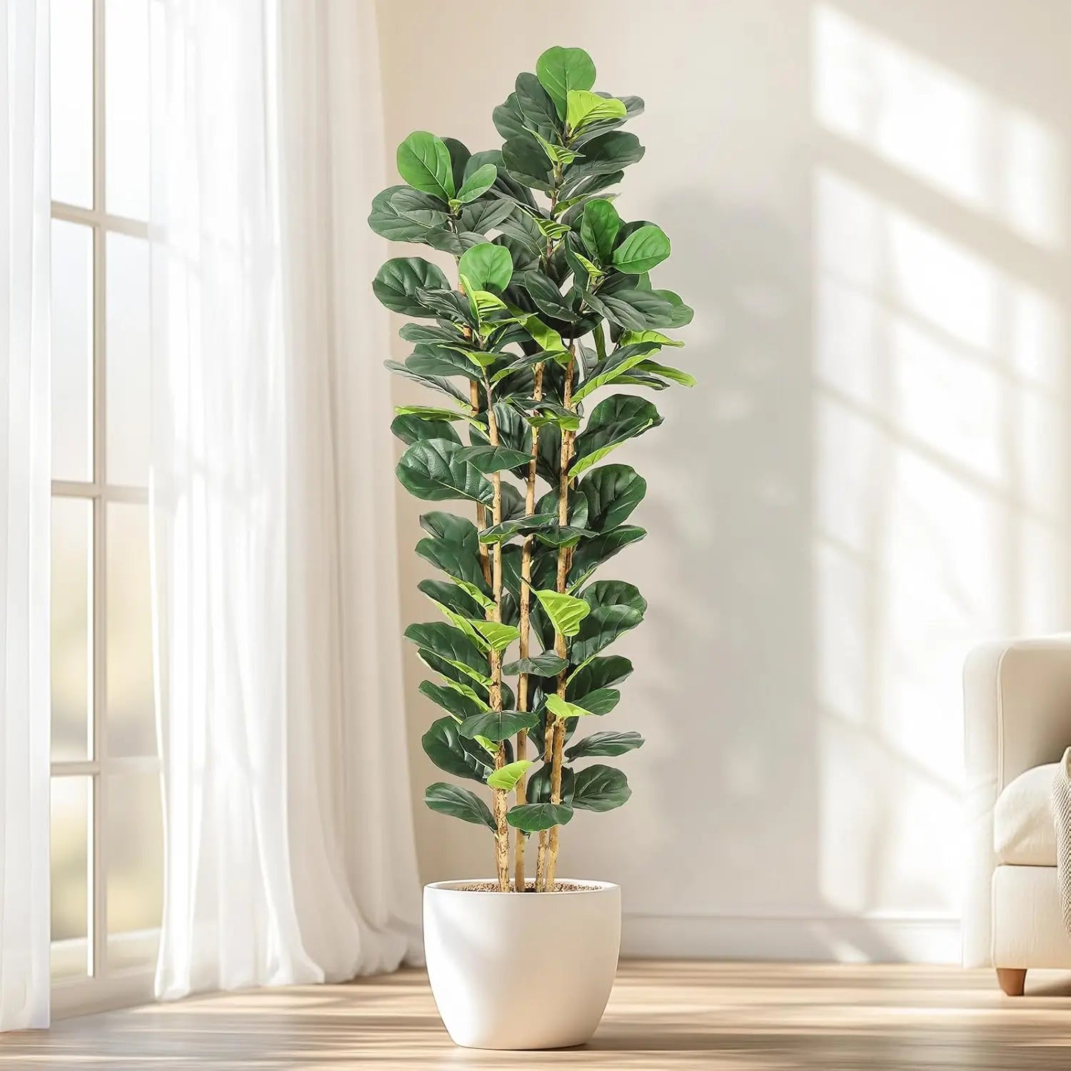 5/6/7 FT Artificial Fiddle Leaf Fig Tree with Pot Faux Trees