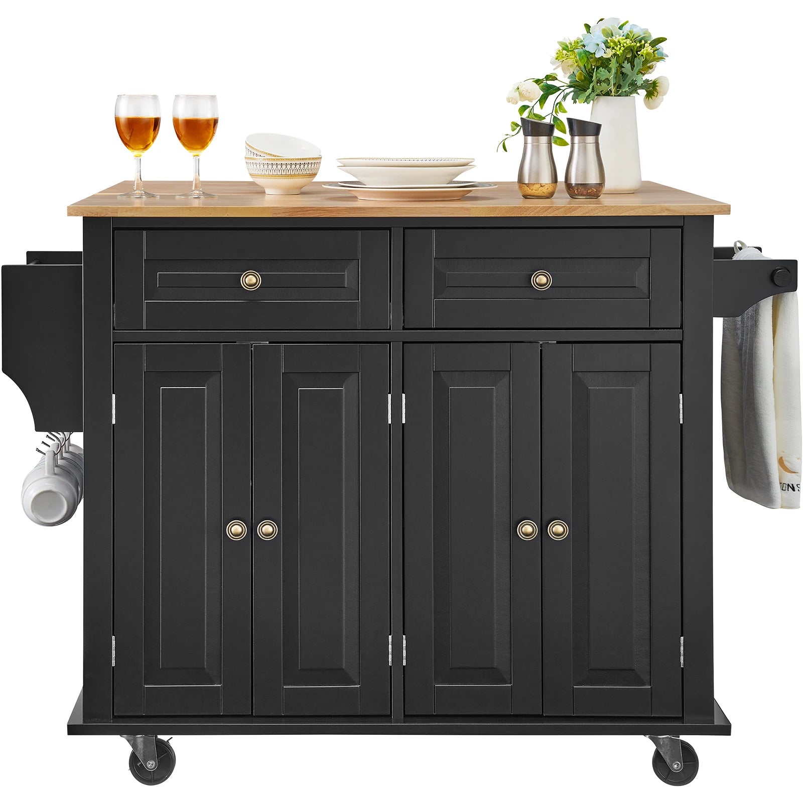 Fantastic Kitchen Island Cart Wood Top Mobile Carts