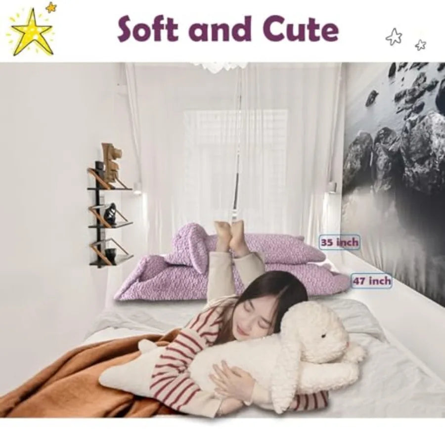 So Soft Rabbit Plush Pillow, Rabbit Stuffed Animal, Rabbit Plush Long Body Pillow