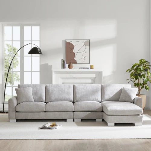 Luxury Modern 119x55" Oversized Sectional Sofa, L-shaped 