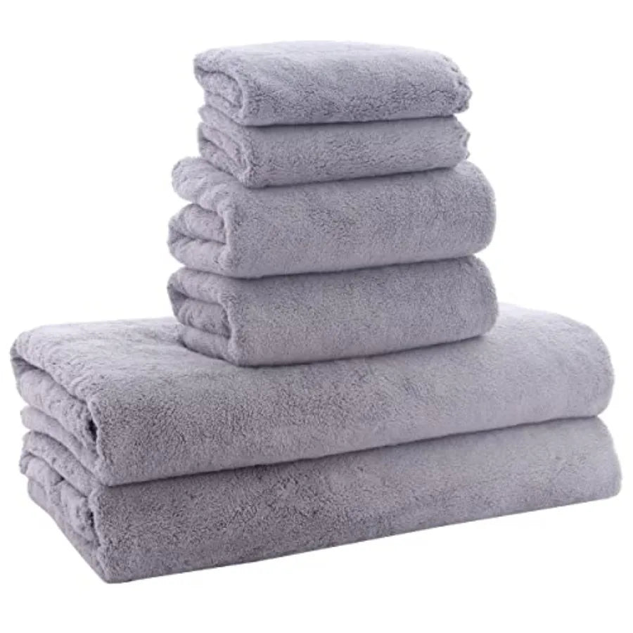 Ultra Soft Towel Set - Quick Drying - 2 Bath Towels 2 Hand Towels 2 Washcloths