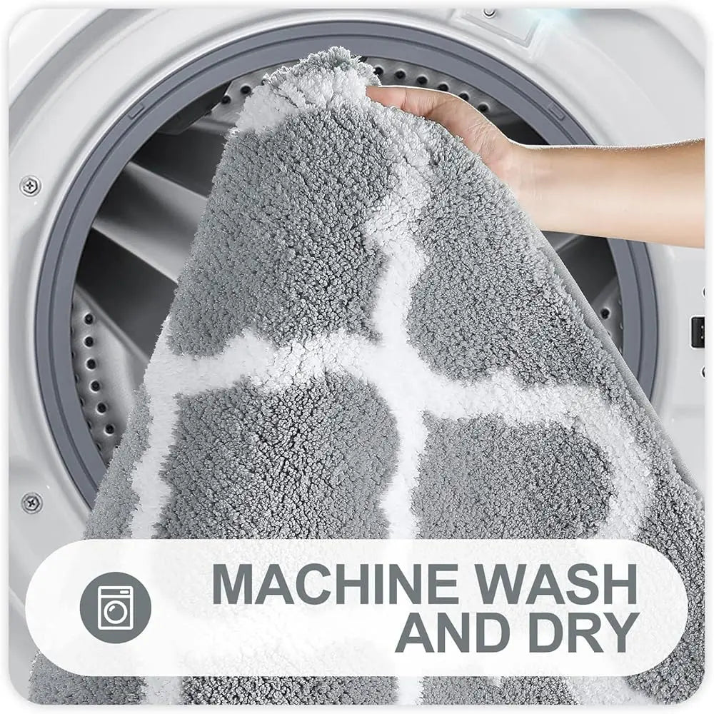 Bathroom Rugs Set 2 Piece, Microfiber,Mat And U-Shaped Toilet Rug,