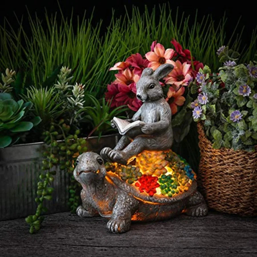 Garden Statue Rabbit Turtle Solar Outdoor Light