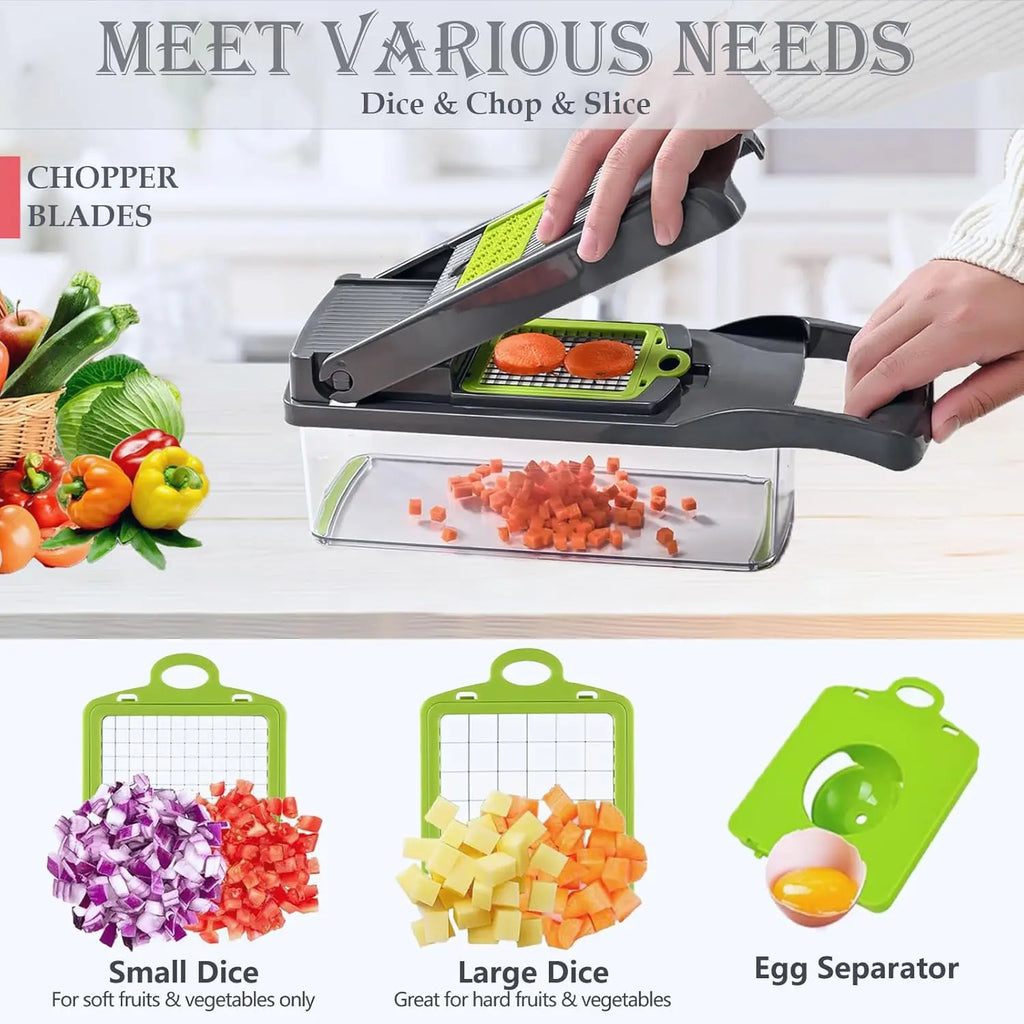 Upgraded Vegetable Chopper, Multi-Functional Easy Safe Kitchen Slicer Dicer