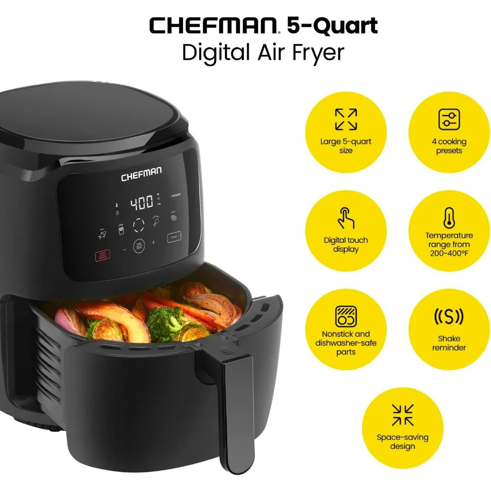 CHEFMAN 6 Quart Dual Basket Air Fryer Oven Easy View Windows