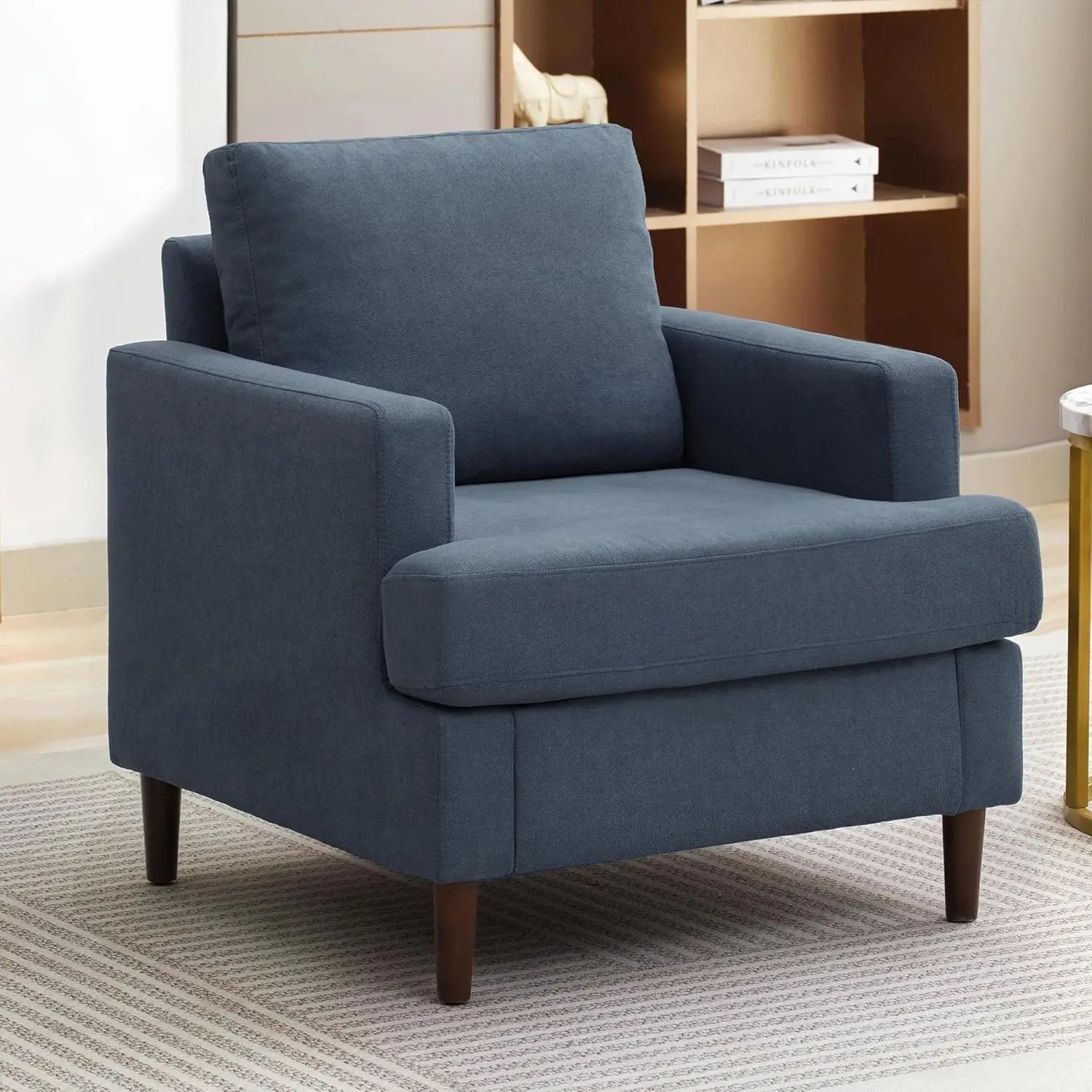 Mid-Century Accent Chair,Modern Linen Fabric Armchair