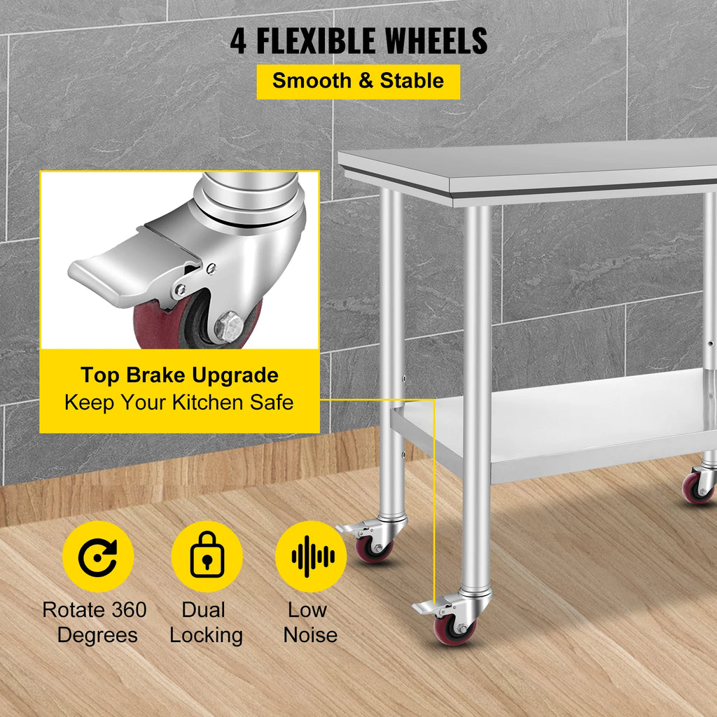 Stainless Steel Kitchen Worktable shelves Commercial Work Bench Table
