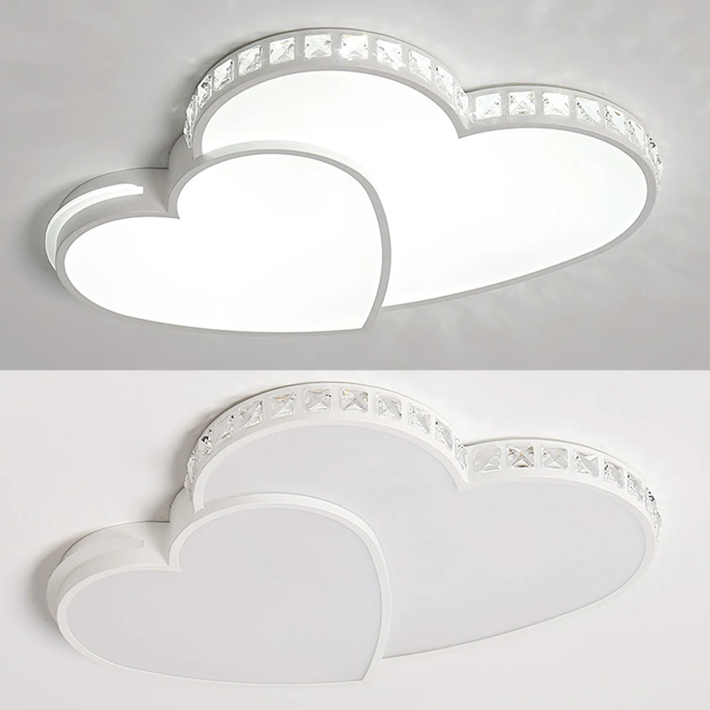Modern Heart Shaped Ceiling Lights Crystal LED Flush Mount