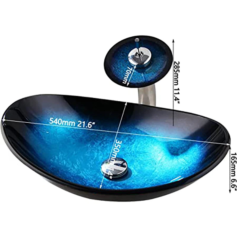 Bathroom Sink Countertop Basin Bowl with Faucet