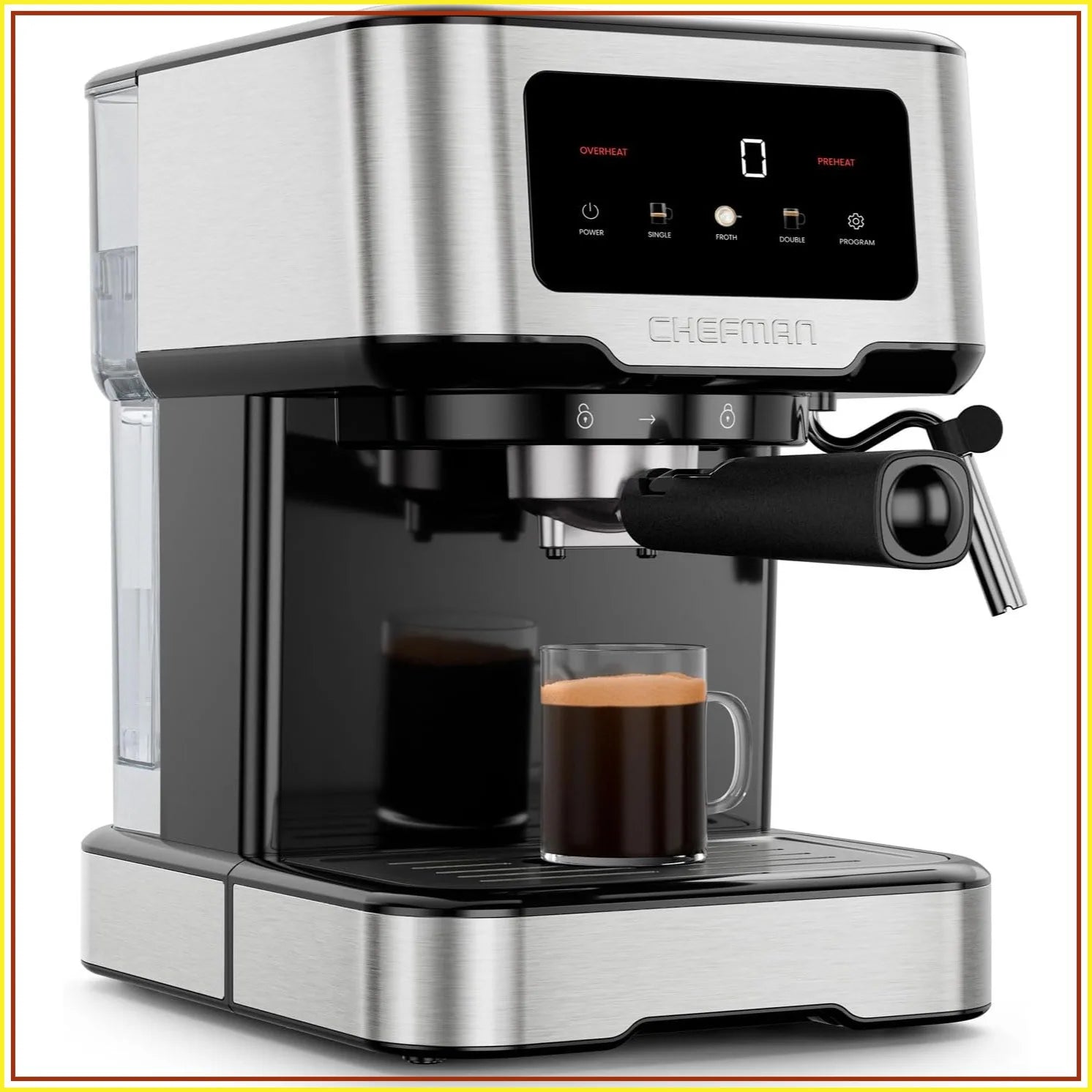 Fresh Espresso 15-Bar Pump Espresso Machine with Steam Wand
