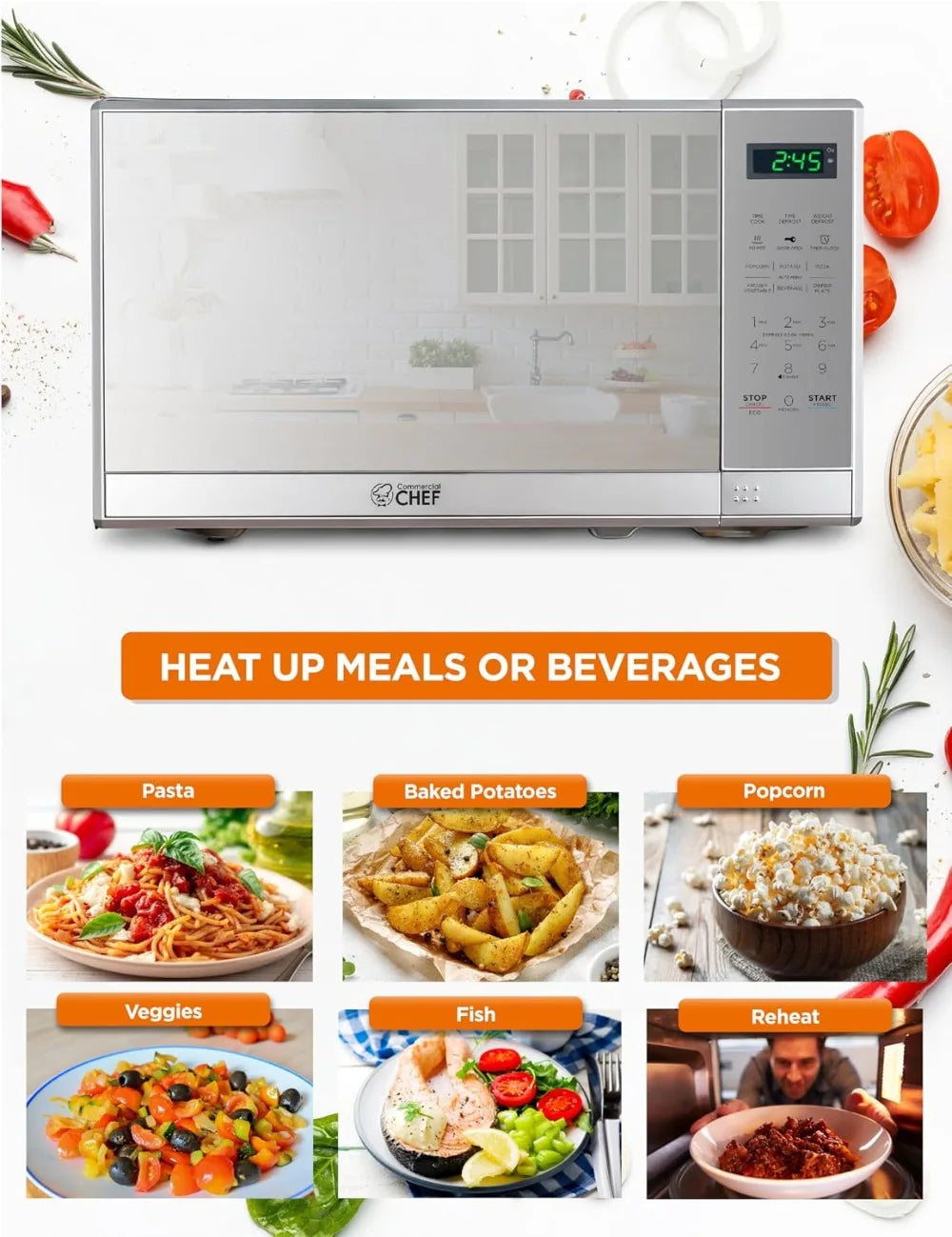 Perfect Size Countertop Microwave Oven, 700W with Digital LED