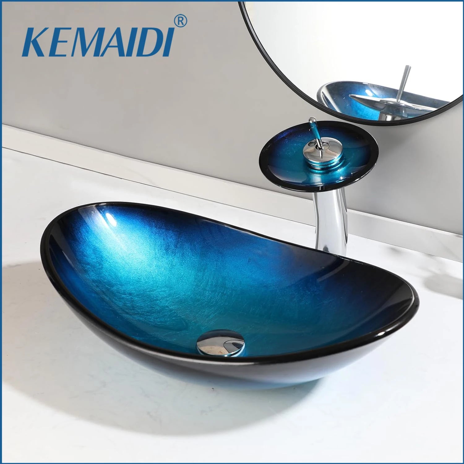 Bathroom Sink Countertop Basin Bowl with Faucet