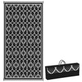 Black White Lantern Outdoor Rug, 9' x 18' Floor Mat