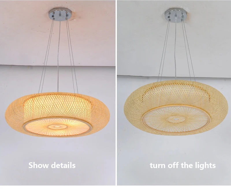 Bamboo Woven Ceiling Lamp Japanese  Circular Pendant Light